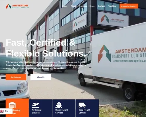 Screenshot of Scam Courier Amsterdamtransportlogistics.com