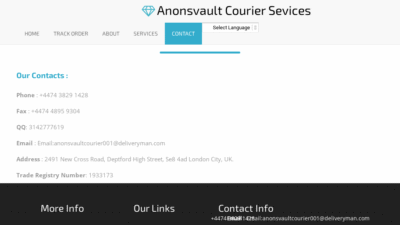 Anonsvaultcouriersevices.com Shipping Scam Review