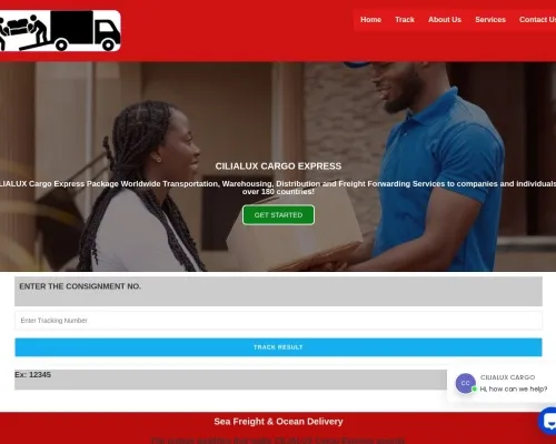 Screenshot of Scam Courier Cilialuxcargo.com