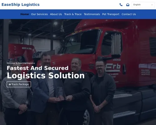 Screenshot of Scam Courier Easeshiplogistics.com