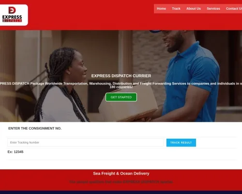 Screenshot of Scam Courier Expressdispatch-currier.com