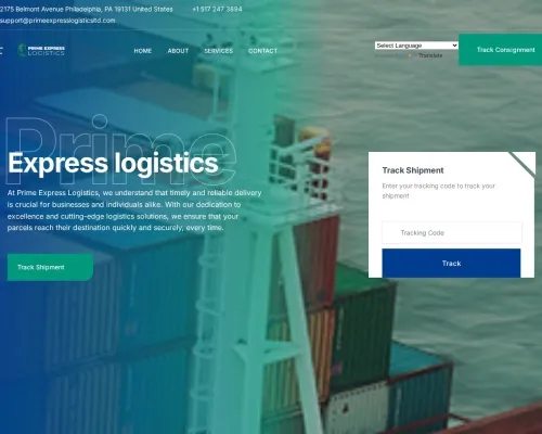 Screenshot of Scam Courier Primeexpresslogisticsltd.com