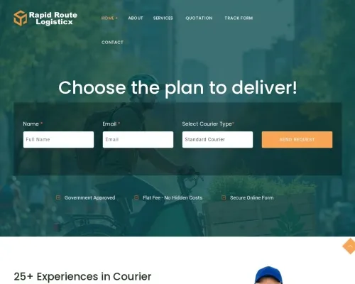 Screenshot of Scam Courier Rapidroutelogisticx.com