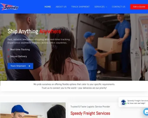 Screenshot of Scam Courier Speedyfreightservices.com