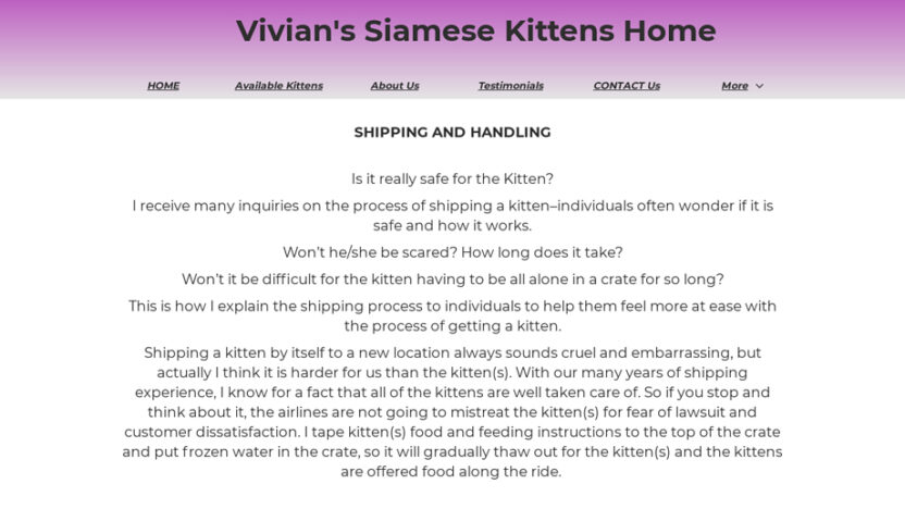 Viviansiamesekittens.com Shipping Scam Review|