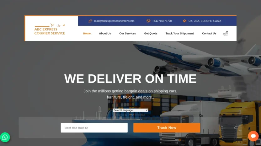 A screenshot of Abcexpresscourierserv.com