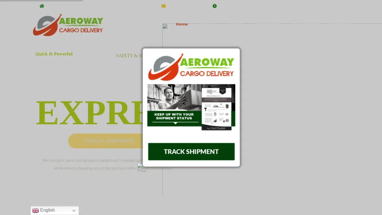 A screenshot of Aerowaycargo.com