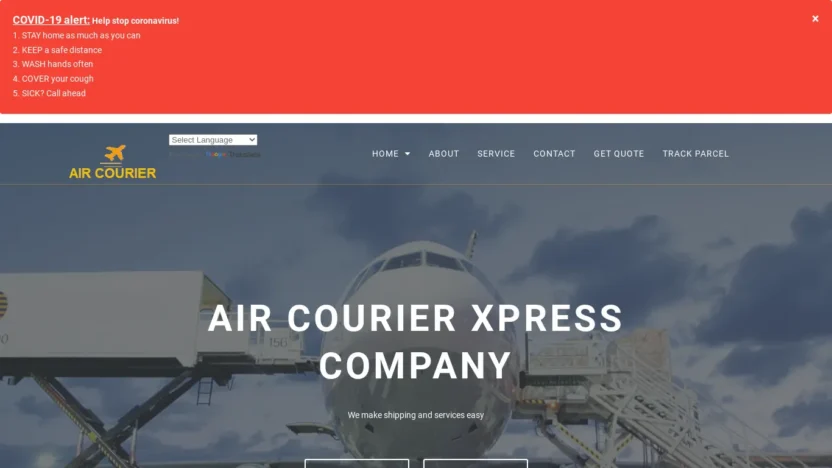 A screenshot of Aircourierxpress.com