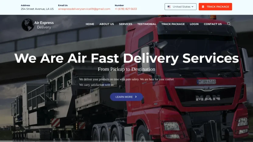 A screenshot of Airexpresdelivery.com