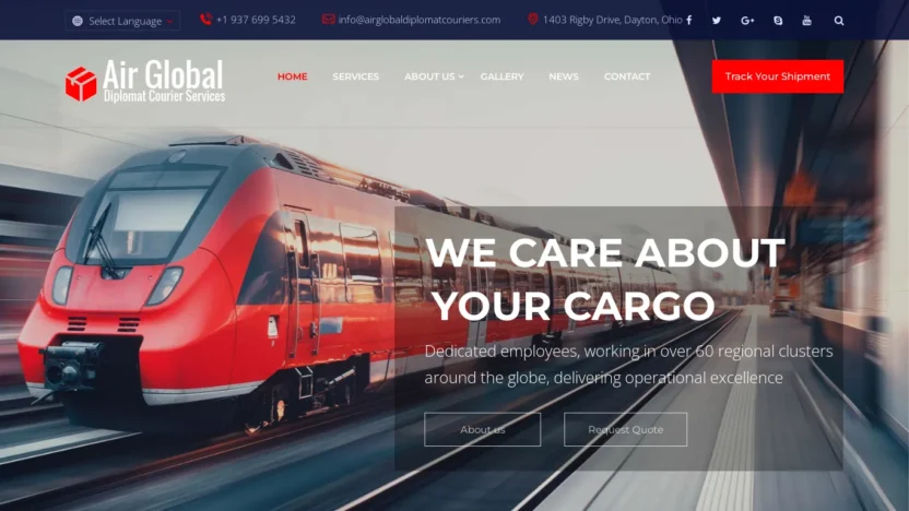 A screenshot of Airglobaldiplomatcouriers.com