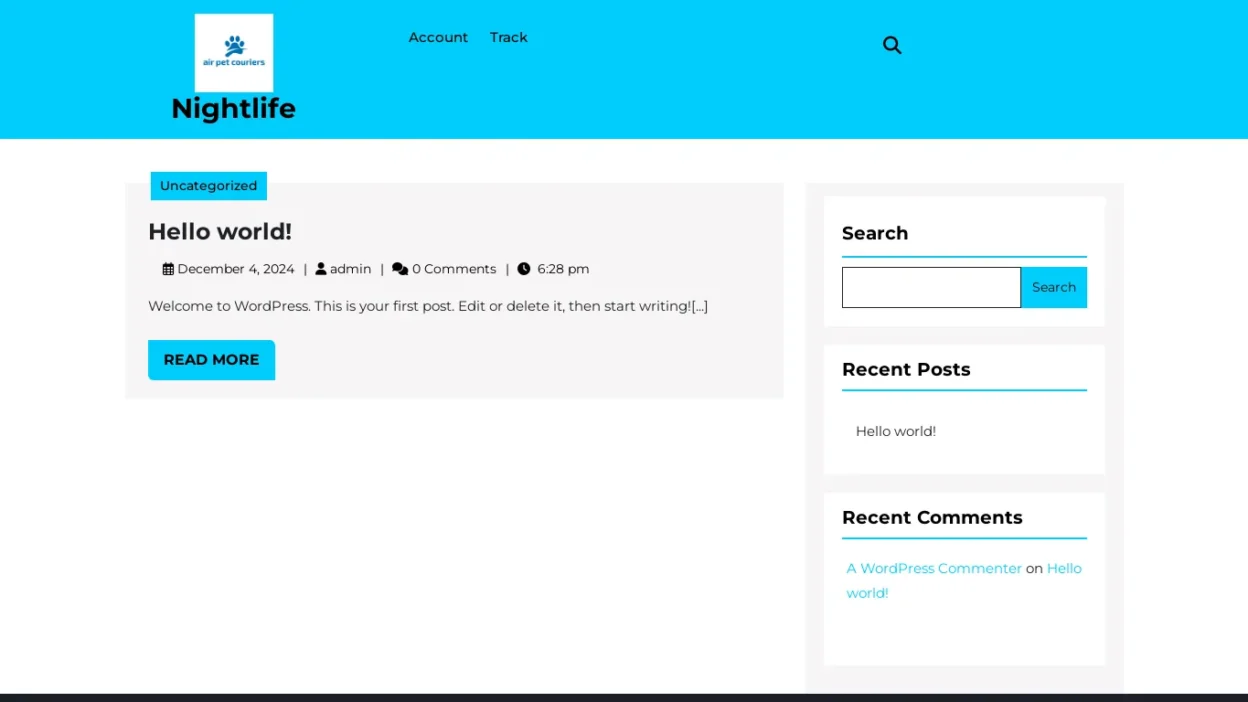 A screenshot of Airpetcouriers.com