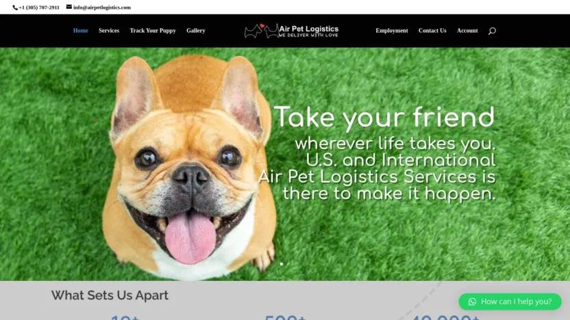 A screenshot of Airpetlogistics.com