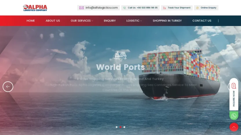 A screenshot of Alfalogictics.com