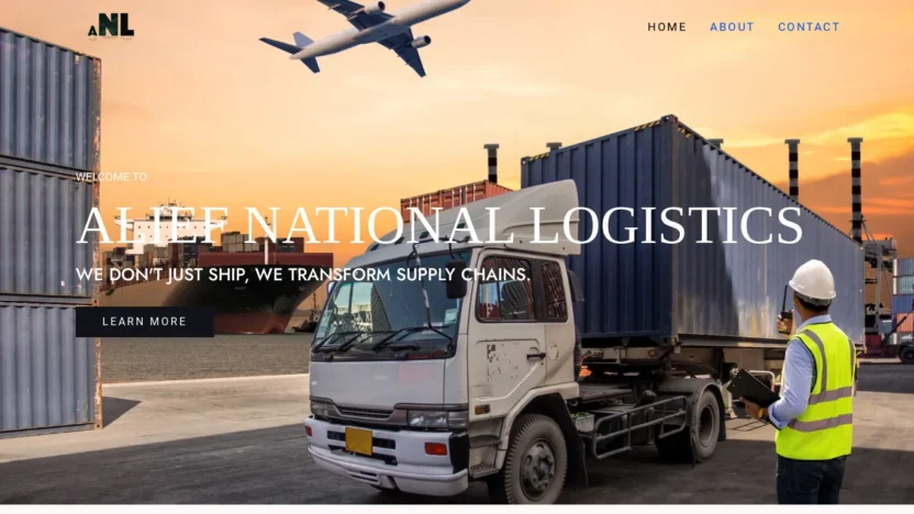 A screenshot of Aliefnationallogistics.com
