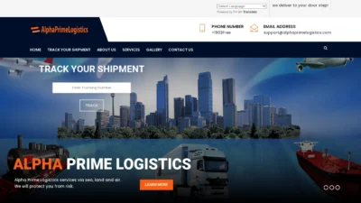 A screenshot of Alphaprimelogistics.com