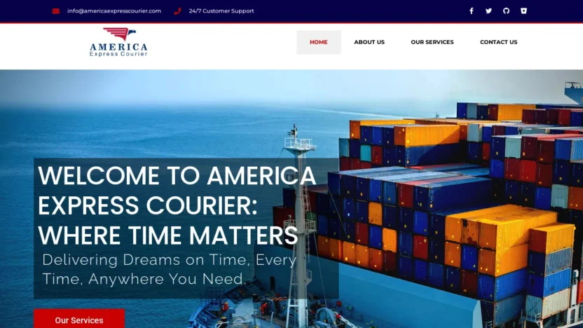 A screenshot of Americaexpresscourier.com