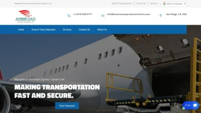 A screenshot of Americanexpresscourierline.com