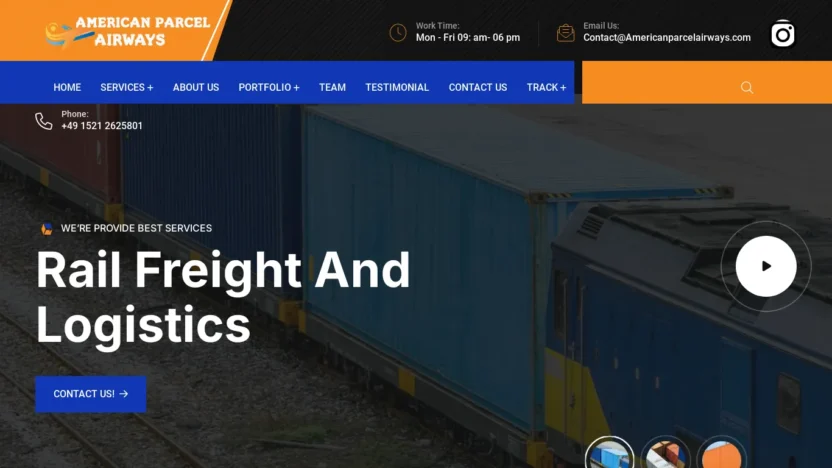 A screenshot of Americanparcelairway.com
