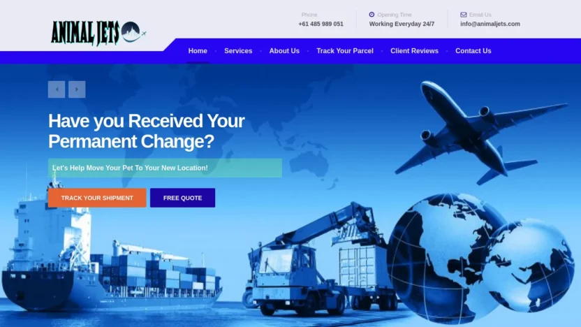 A screenshot of Animaljets.com
