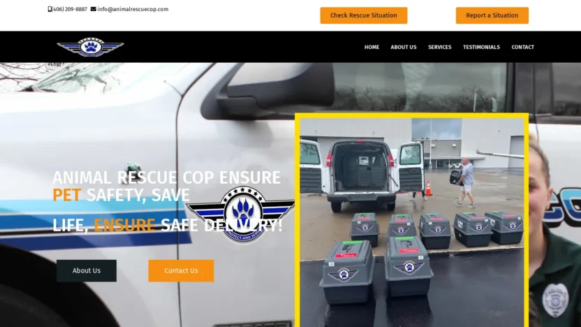 A screenshot of Animalrescuecop.com