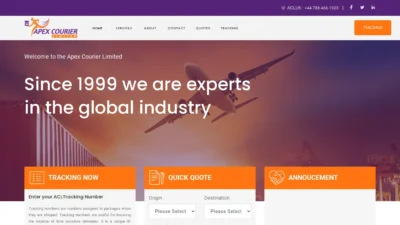 A screenshot of Apexcourierlimited.online