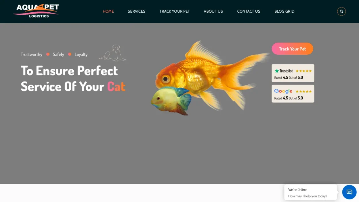 A screenshot of Aquapetlogistics.com