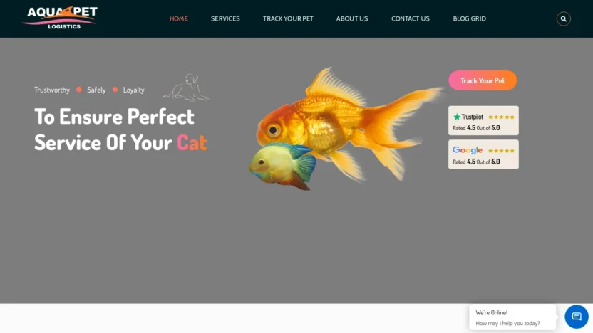 A screenshot of Aquapetlogistics.com