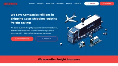 A screenshot of Aramexgloballogistics.com