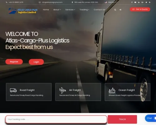 Screenshot of Scam Courier Atlascargoplus.com