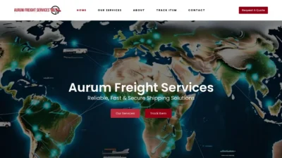 A screenshot of Aurumfreightservices.com