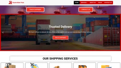 A screenshot of Australianposttrancelogistics.com