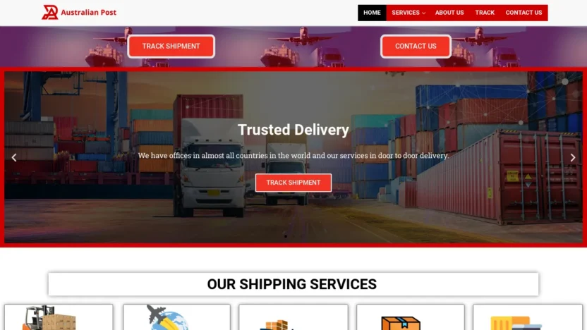 A screenshot of Australianposttrancelogistics.com