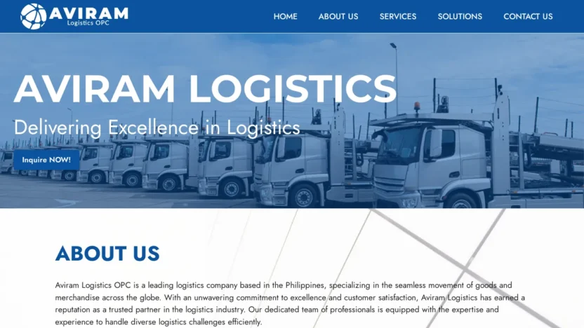 A screenshot of Aviramlogistics.com