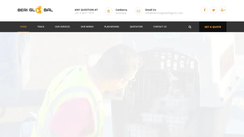 A screenshot of Berinsogloballogistic.com