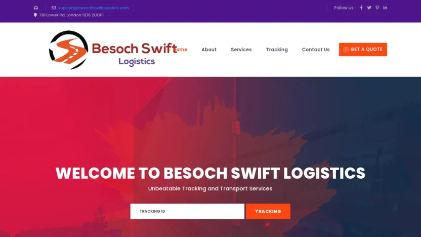 A screenshot of Besochswiftlogistics.com