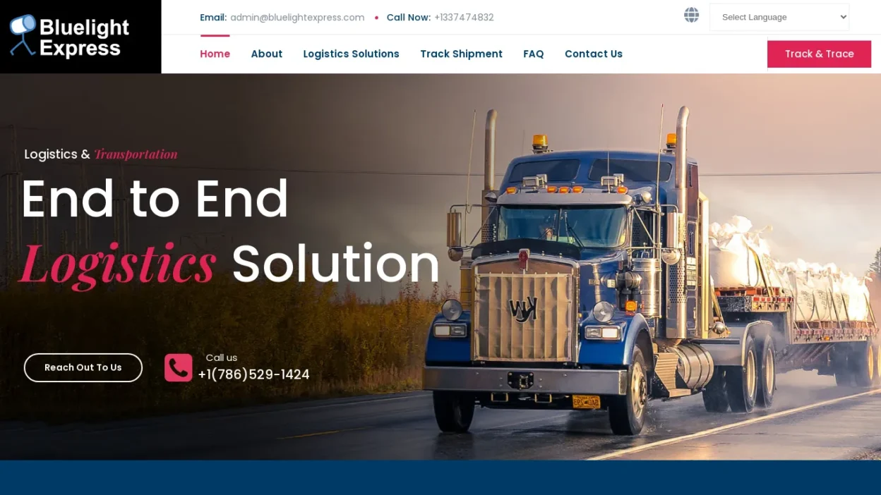 A screenshot of Bluelightexpress.com