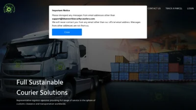 A screenshot of Blueworldsecuritycouriers.com