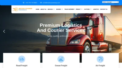 A screenshot of Britishcourierexp.com