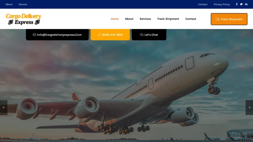 A screenshot of Cargodeliveryexpress.com