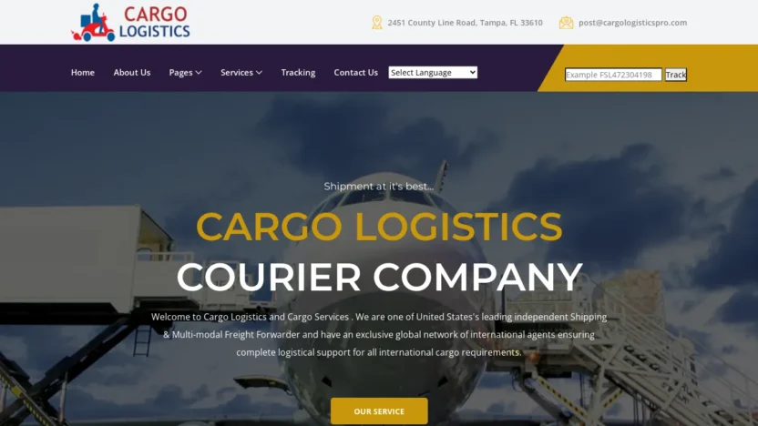 A screenshot of Cargologisticspro.com