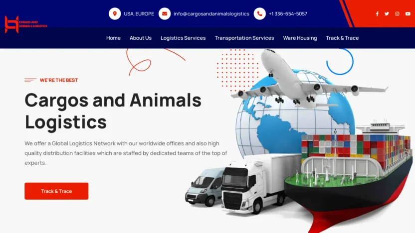 A screenshot of Cargosandanimalslogistics.com