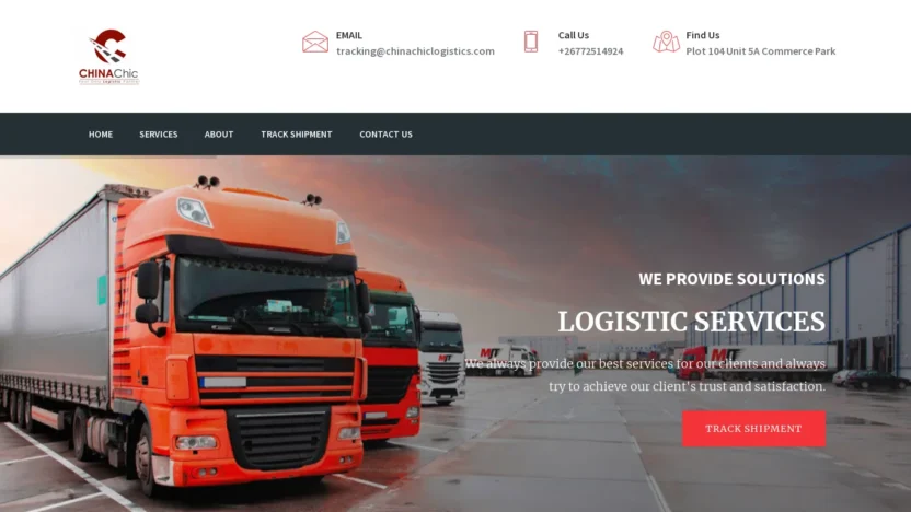 A screenshot of Chinachiclogistics.com