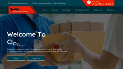 A screenshot of Closedealslogistics.com