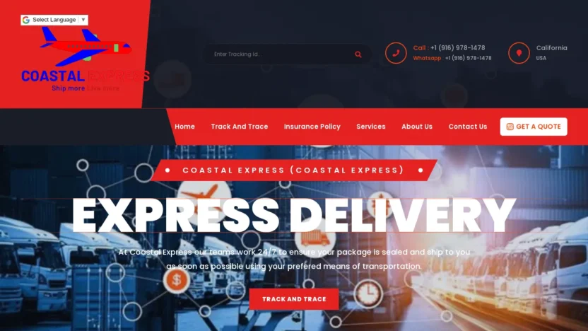 A screenshot of Coastal-express.com