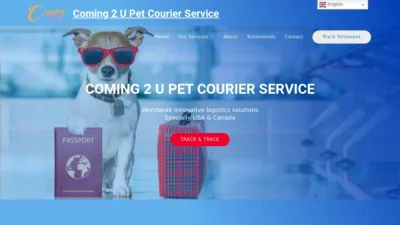 A screenshot of Coming2upetcourierservice.com