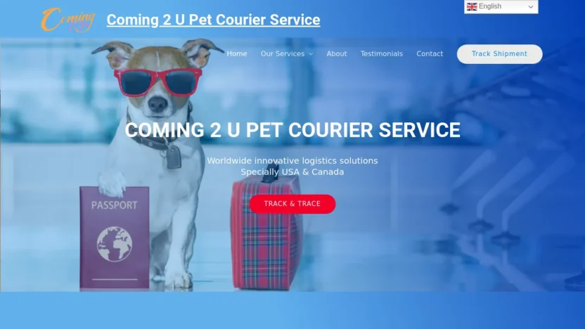 A screenshot of Coming2upetcourierservice.com