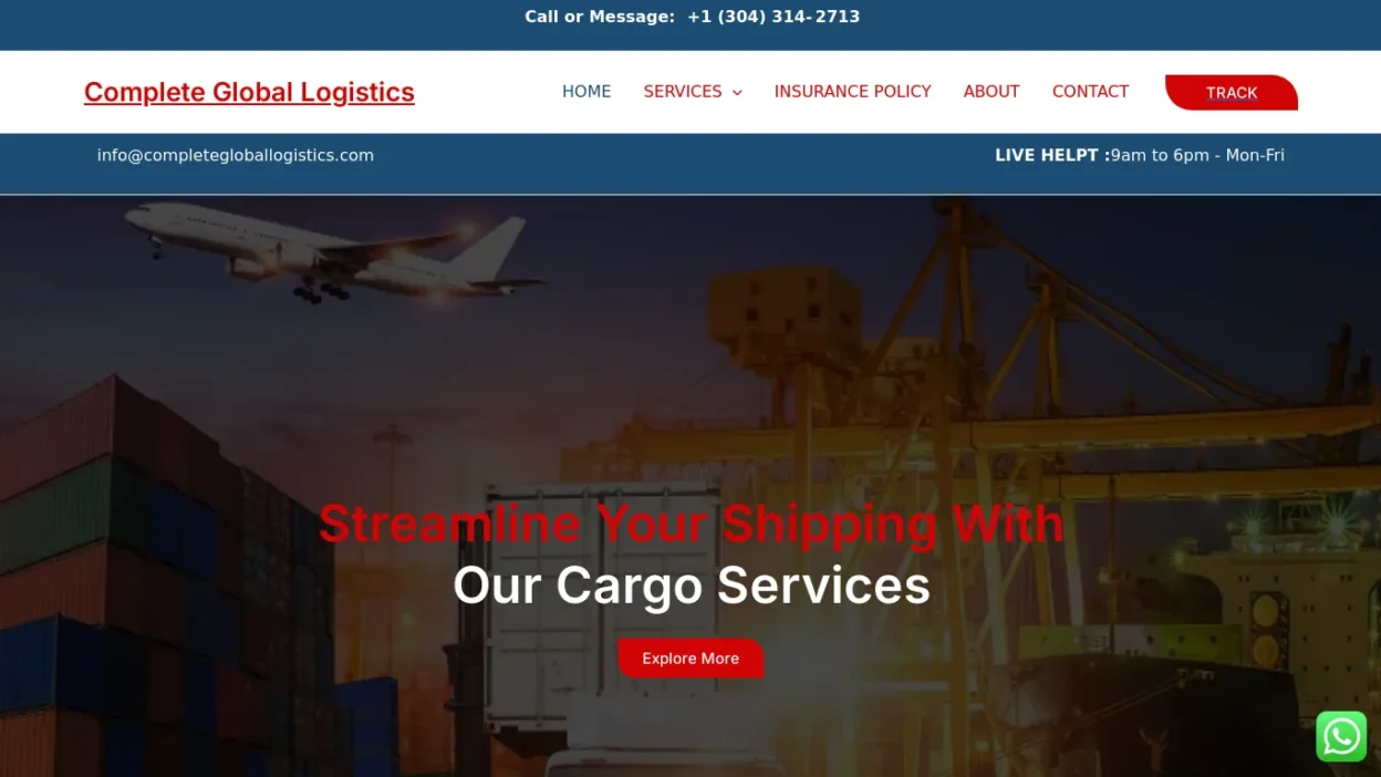 A screenshot of Completegloballogistics.com