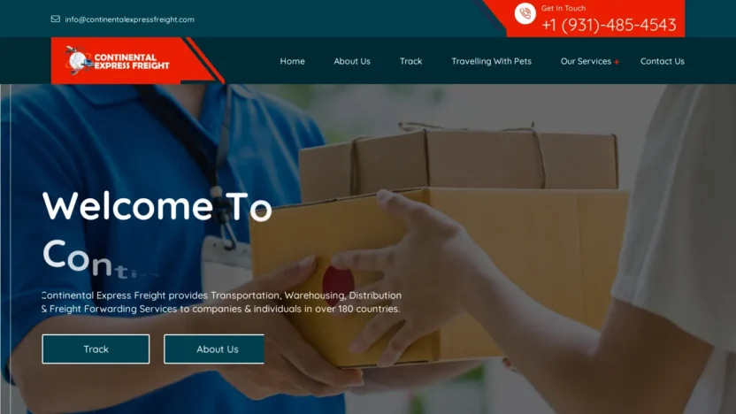 A screenshot of Continentalexpressfreight.com