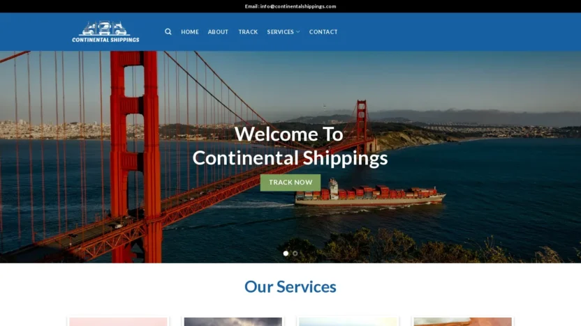 A screenshot of Continentalshippings.com