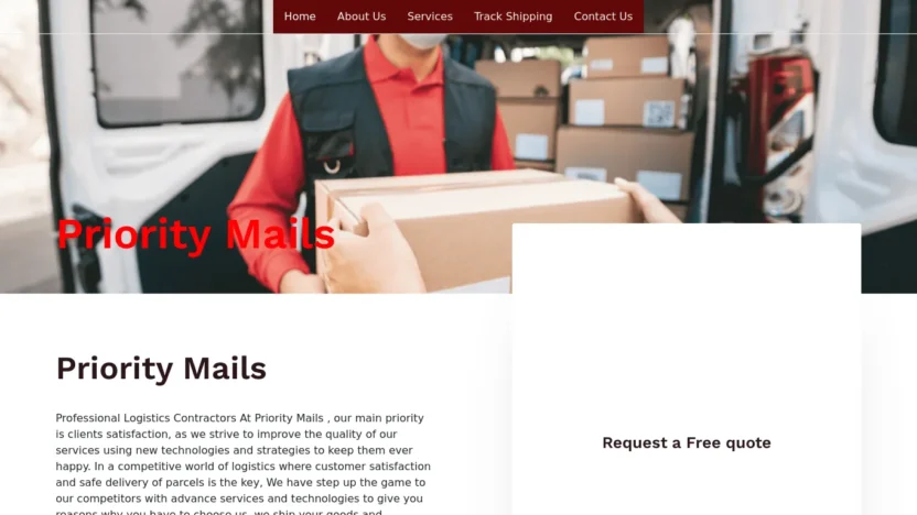 A screenshot of Courier-prioritymails.com